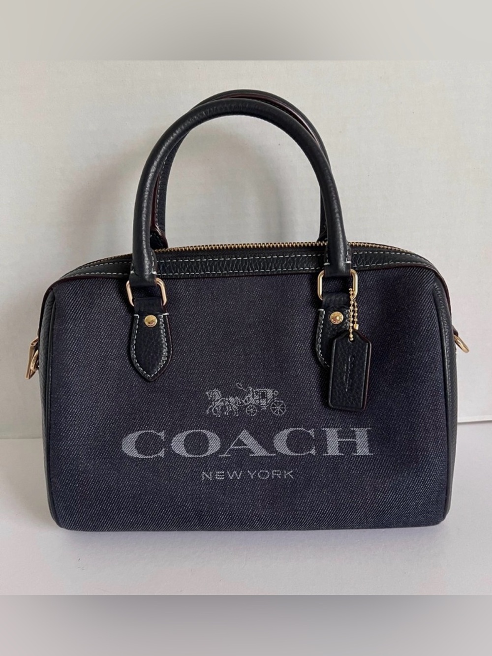 Coach Dark Denim Medium Rowan Satchel